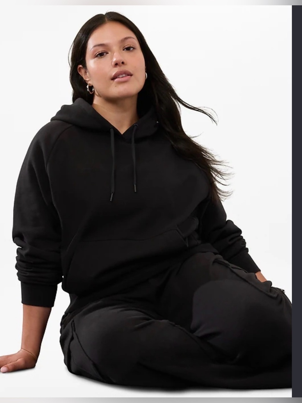 Athleta Forever Fleeve Hoodie Sweatshirt Black , size Large